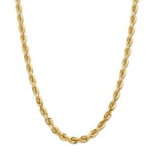 Men's 7mm, 14k Yellow Gold, D/C Solid Rope Chain Necklace, 22 Inch